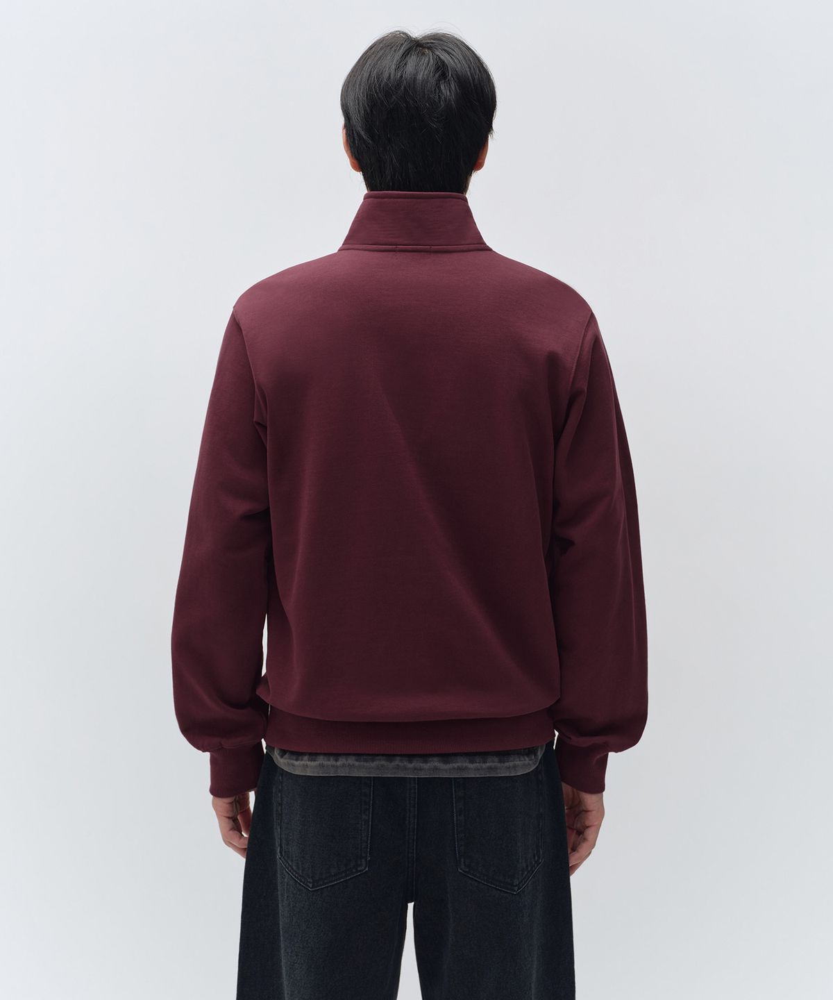 무신사 스탠다드(MUSINSA STANDARD) 쿼터 집 스웨트셔츠 [버건디]