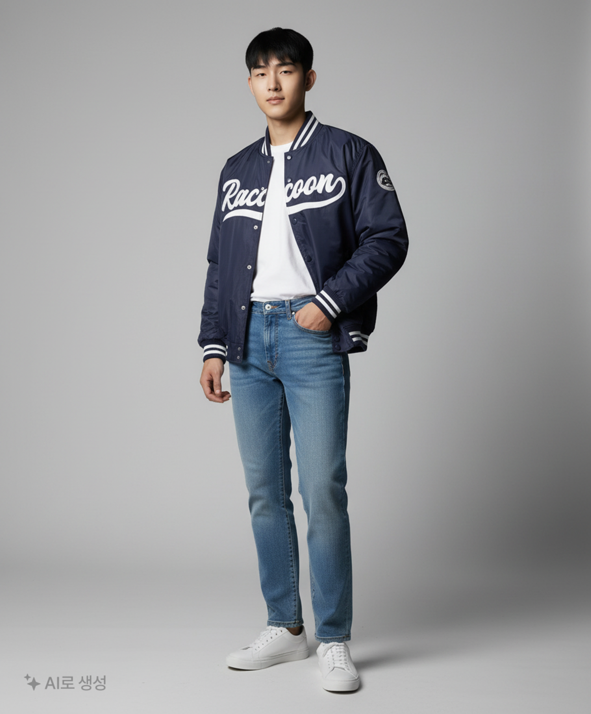 테이크이지(TAKEASY) 라쿠 베이스볼 오버자켓(네이비) L
