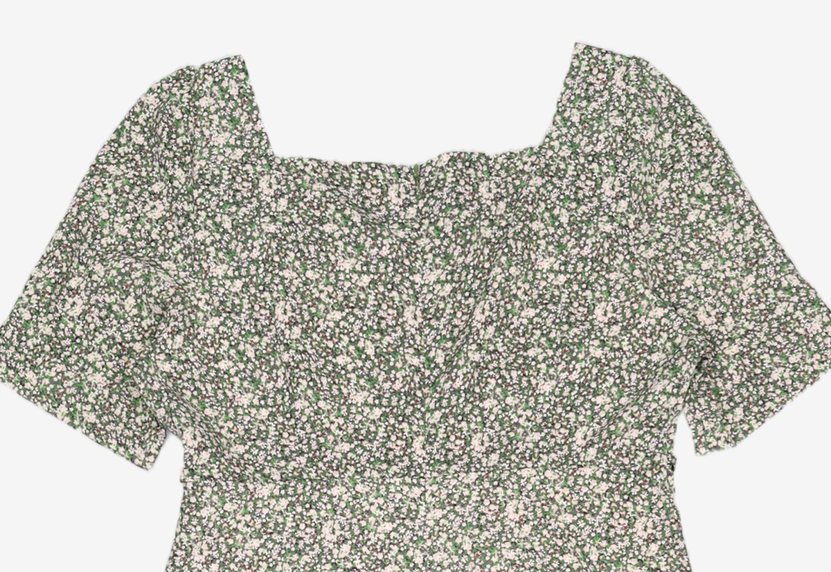 미쏘(MIXXO) 플라워패턴 셔링디테일 원피스 MIWOWB822G L