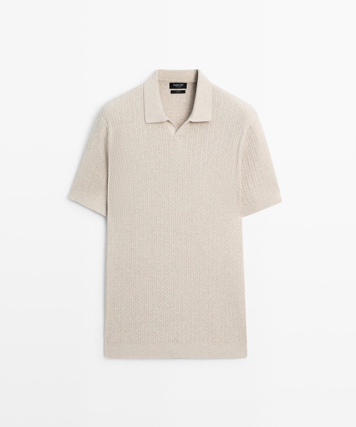 마시모두띠(MASSIMO DUTTI) 100% 코튼 케이블 니트 폴로 스웨터