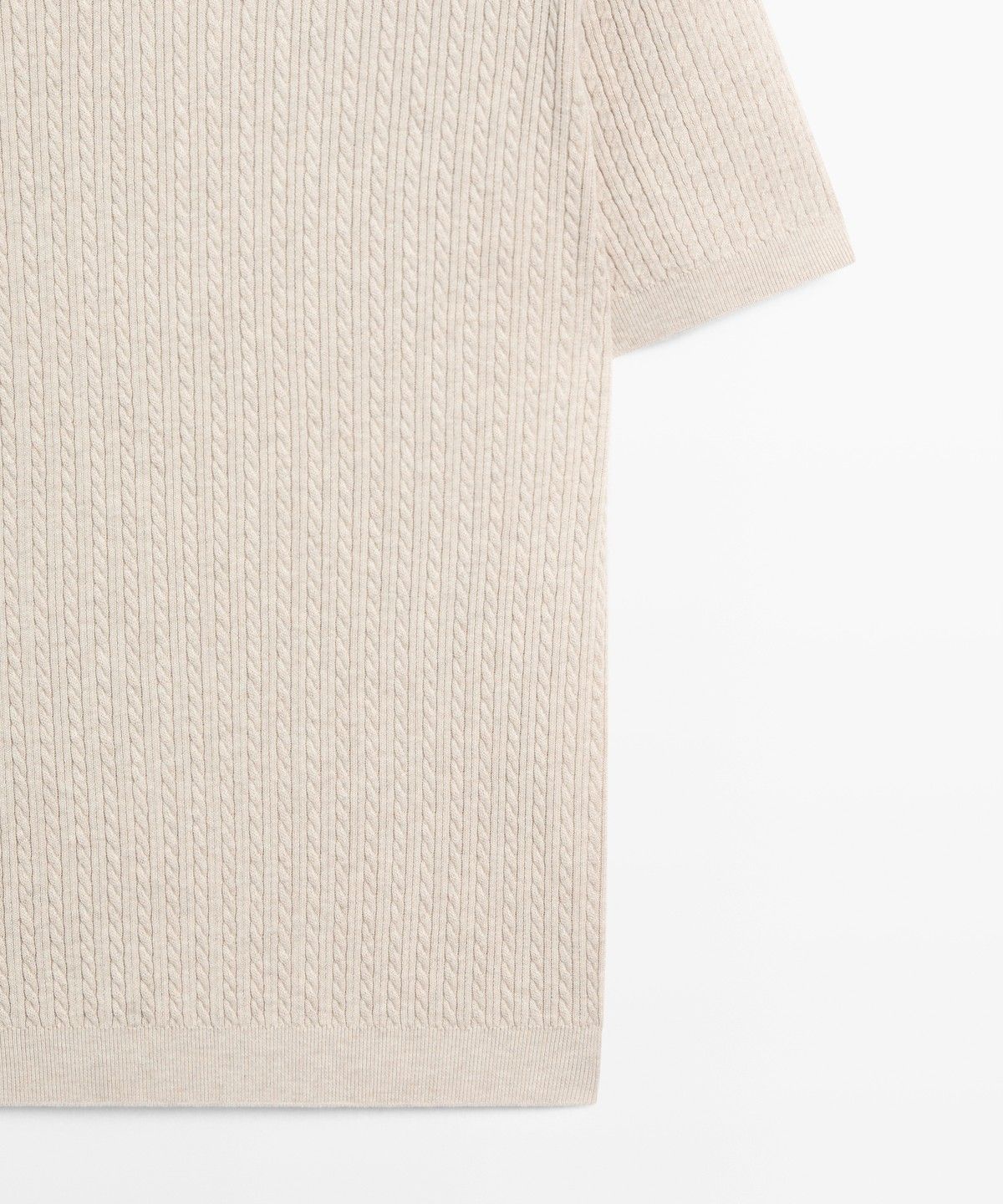 마시모두띠(MASSIMO DUTTI) 100% 코튼 케이블 니트 폴로 스웨터