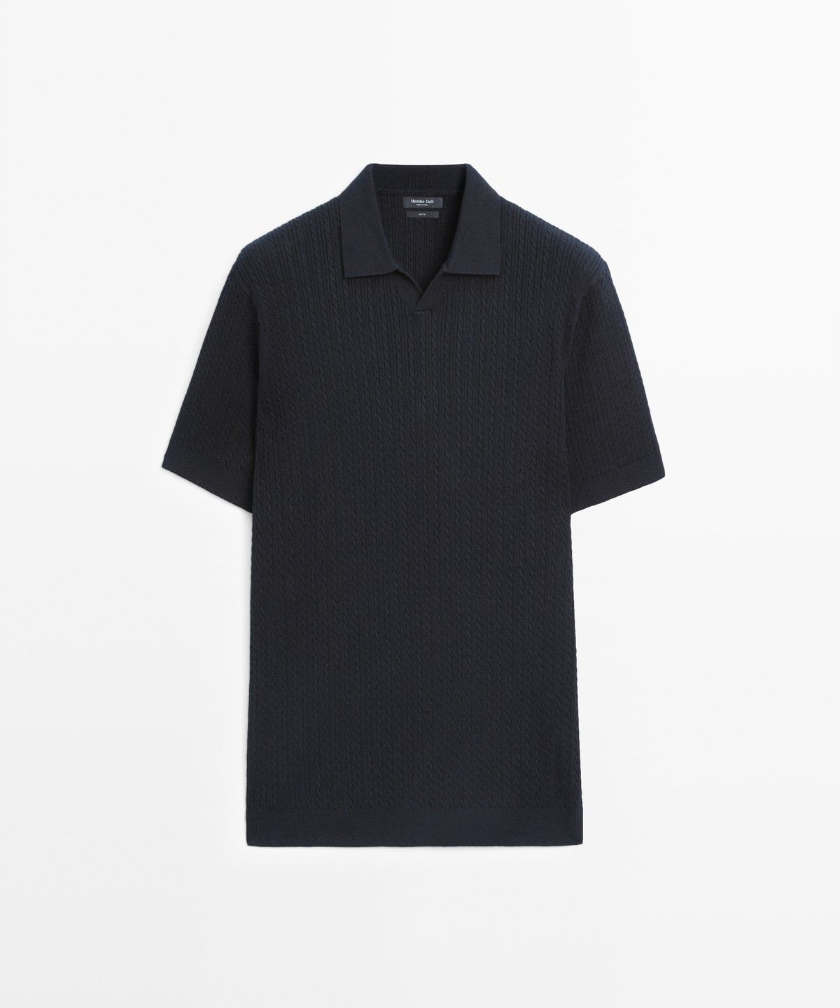 마시모두띠(MASSIMO DUTTI) 100% 코튼 케이블 니트 폴로 스웨터