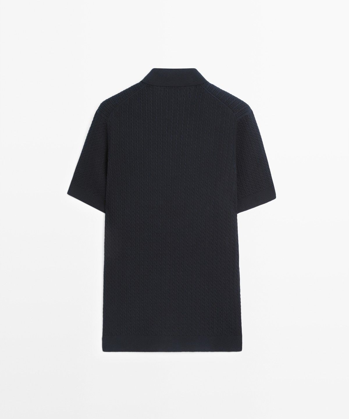 마시모두띠(MASSIMO DUTTI) 100% 코튼 케이블 니트 폴로 스웨터