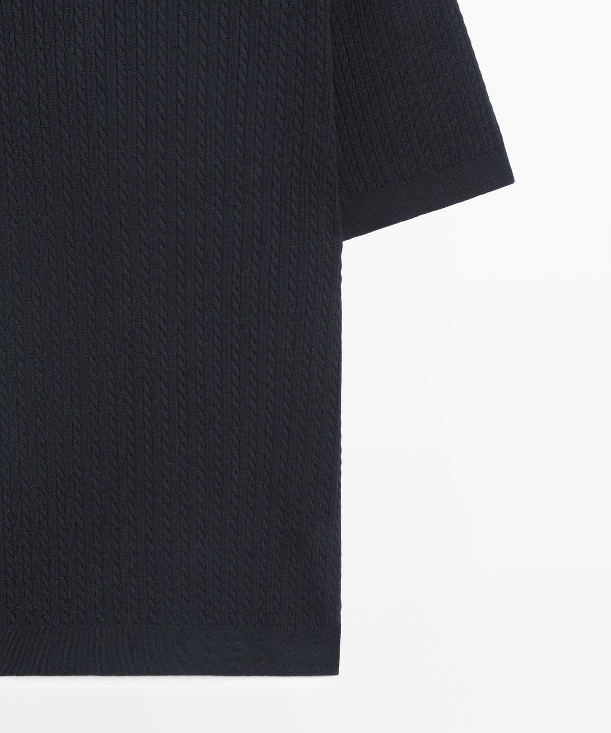 마시모두띠(MASSIMO DUTTI) 100% 코튼 케이블 니트 폴로 스웨터
