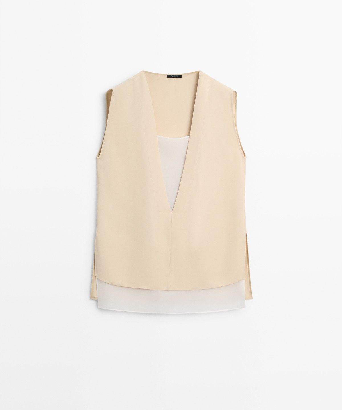 마시모두띠(MASSIMO DUTTI) 배색 디테일 플루이드 더블 레이어 톱