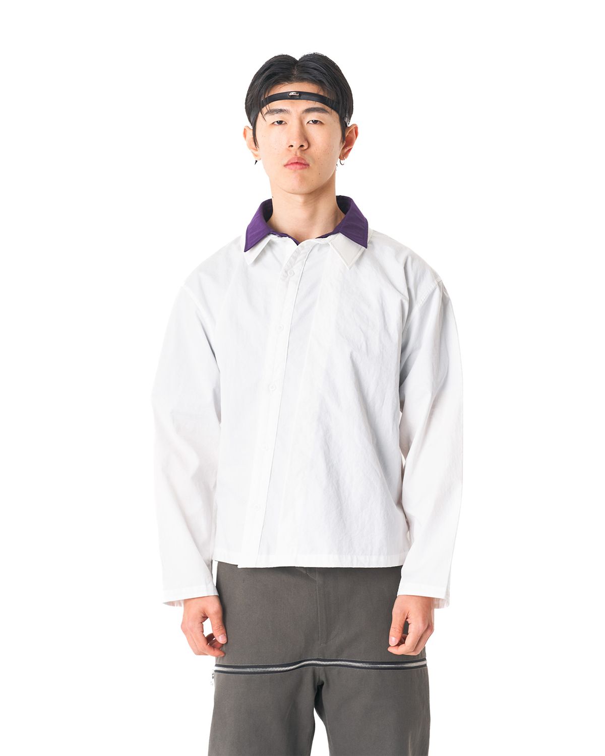 뭉제르(MOONGER) Oblique Poplin Relaxed Shirt