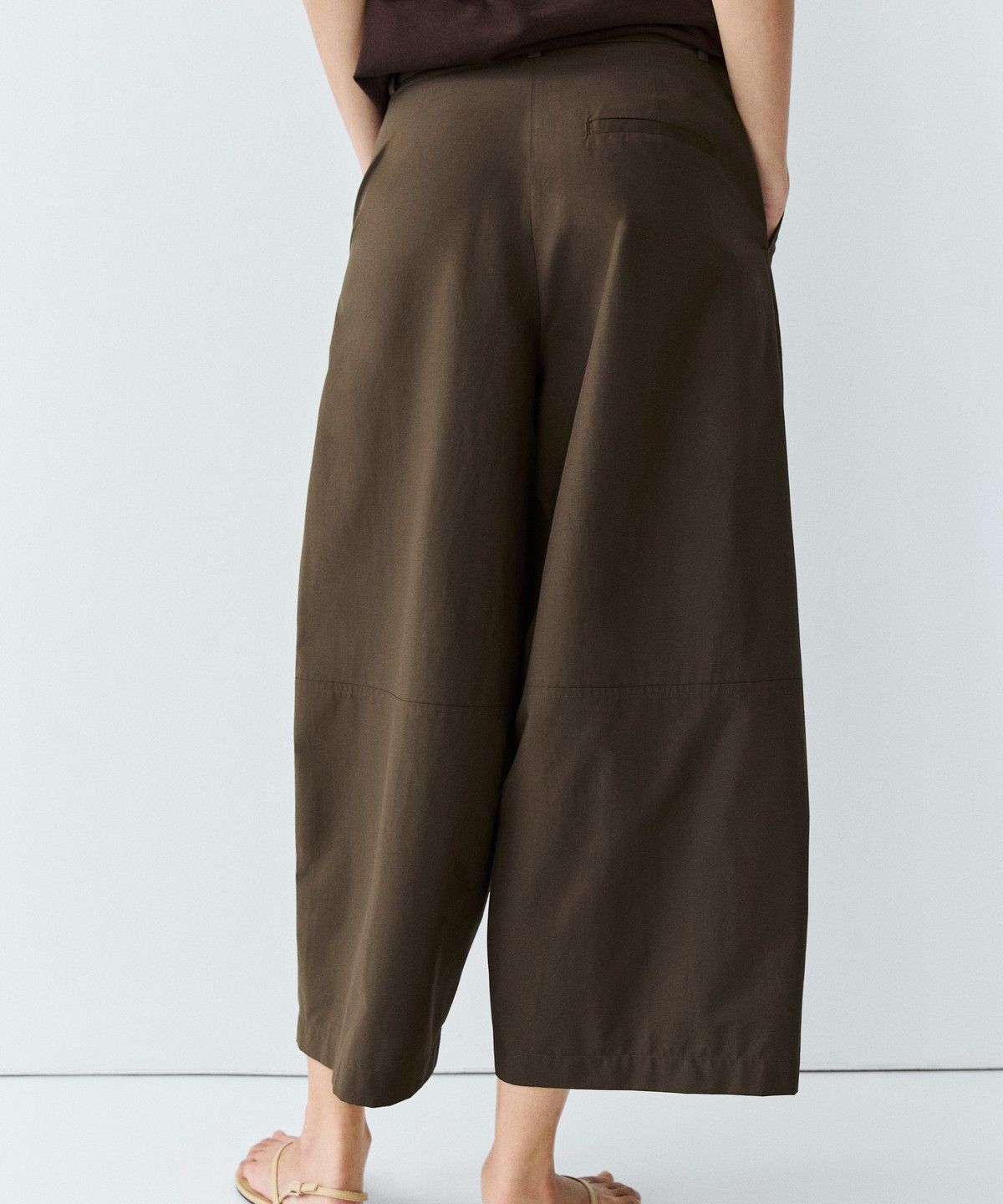 마시모두띠(MASSIMO DUTTI) 코튼 포플린 혼방 와이드 팬츠