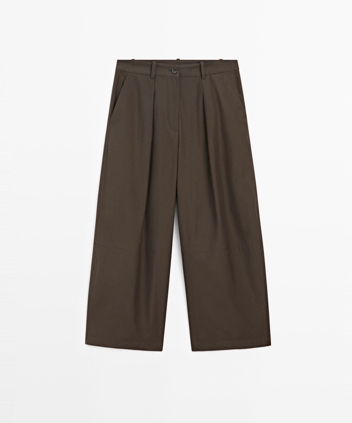 마시모두띠(MASSIMO DUTTI) 코튼 포플린 혼방 와이드 팬츠