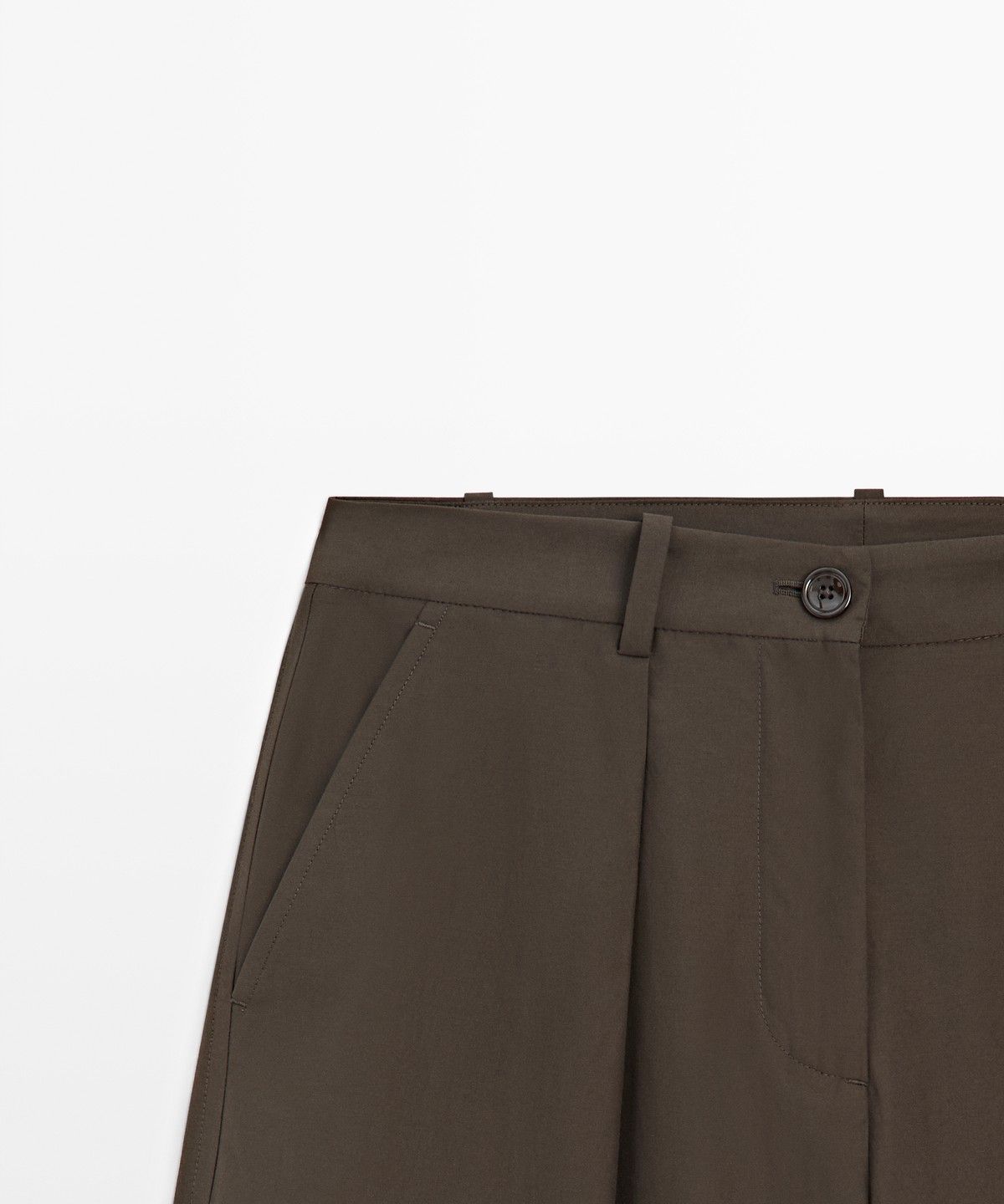 마시모두띠(MASSIMO DUTTI) 코튼 포플린 혼방 와이드 팬츠