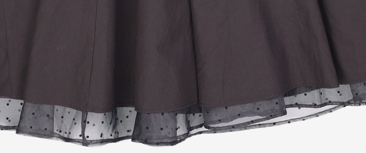 오헤시오(OHESHIO) FLARE LAYERED BANDING SKIRT, BLACK