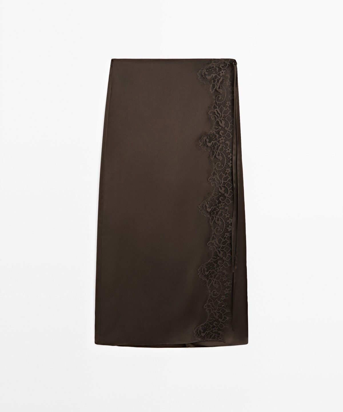 마시모두띠(MASSIMO DUTTI) 100% 실크 레이스 디테일 랩 스커트