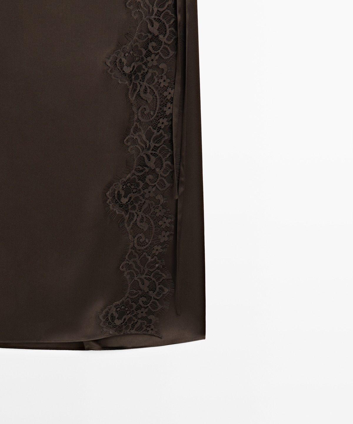 마시모두띠(MASSIMO DUTTI) 100% 실크 레이스 디테일 랩 스커트