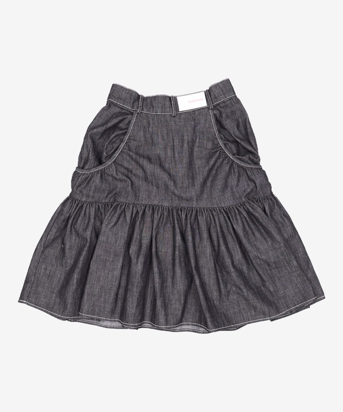 매드핑크(MADPINK) MIDI SHIRRING RIBBON DENIM SKIRT 1