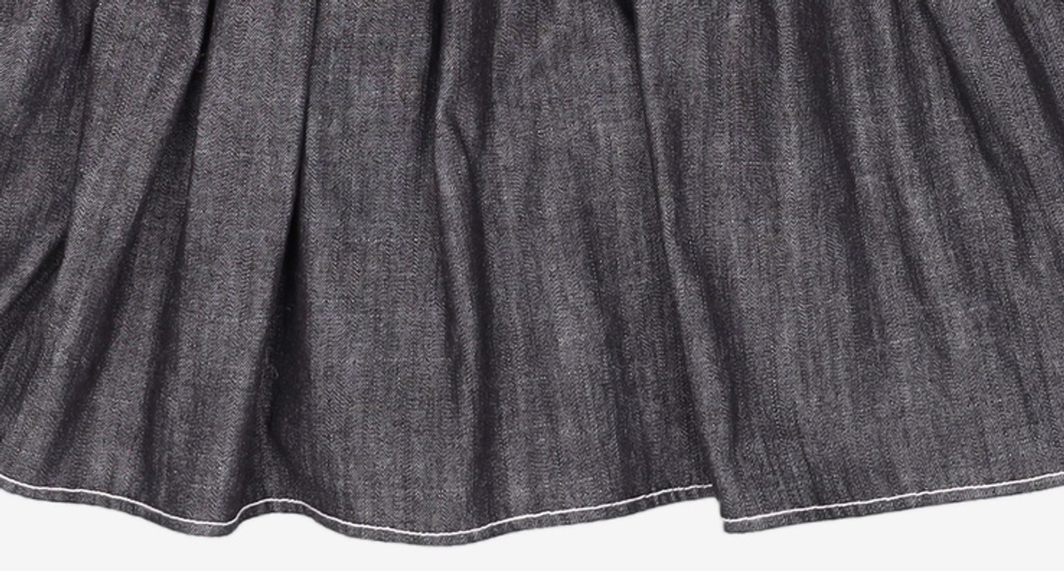 매드핑크(MADPINK) MIDI SHIRRING RIBBON DENIM SKIRT 1