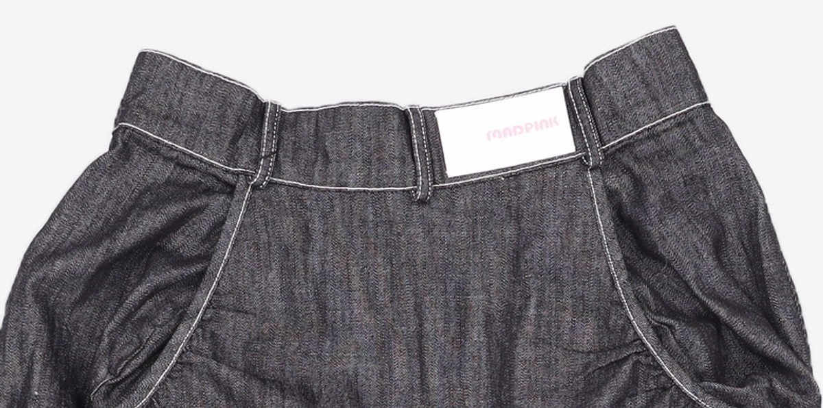 매드핑크(MADPINK) MIDI SHIRRING RIBBON DENIM SKIRT 1