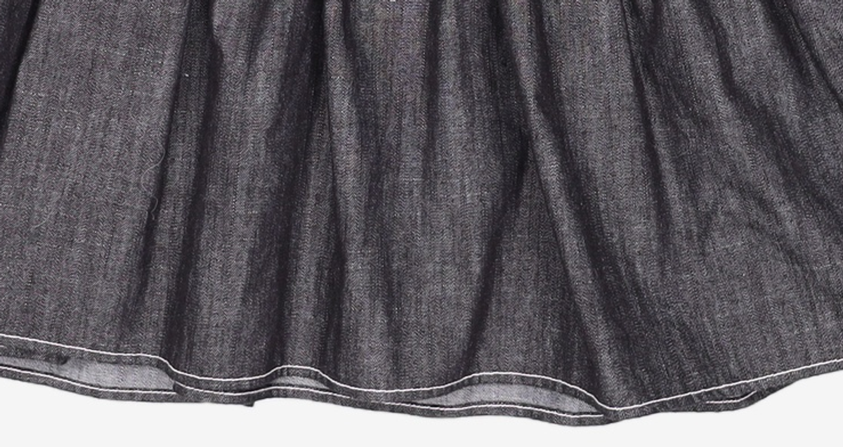 매드핑크(MADPINK) MIDI SHIRRING RIBBON DENIM SKIRT 1