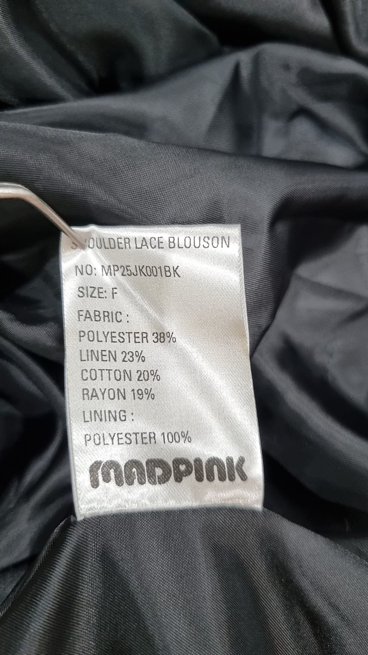 매드핑크(MADPINK) SHOULDER LACE BLOUSON BLACK FREE