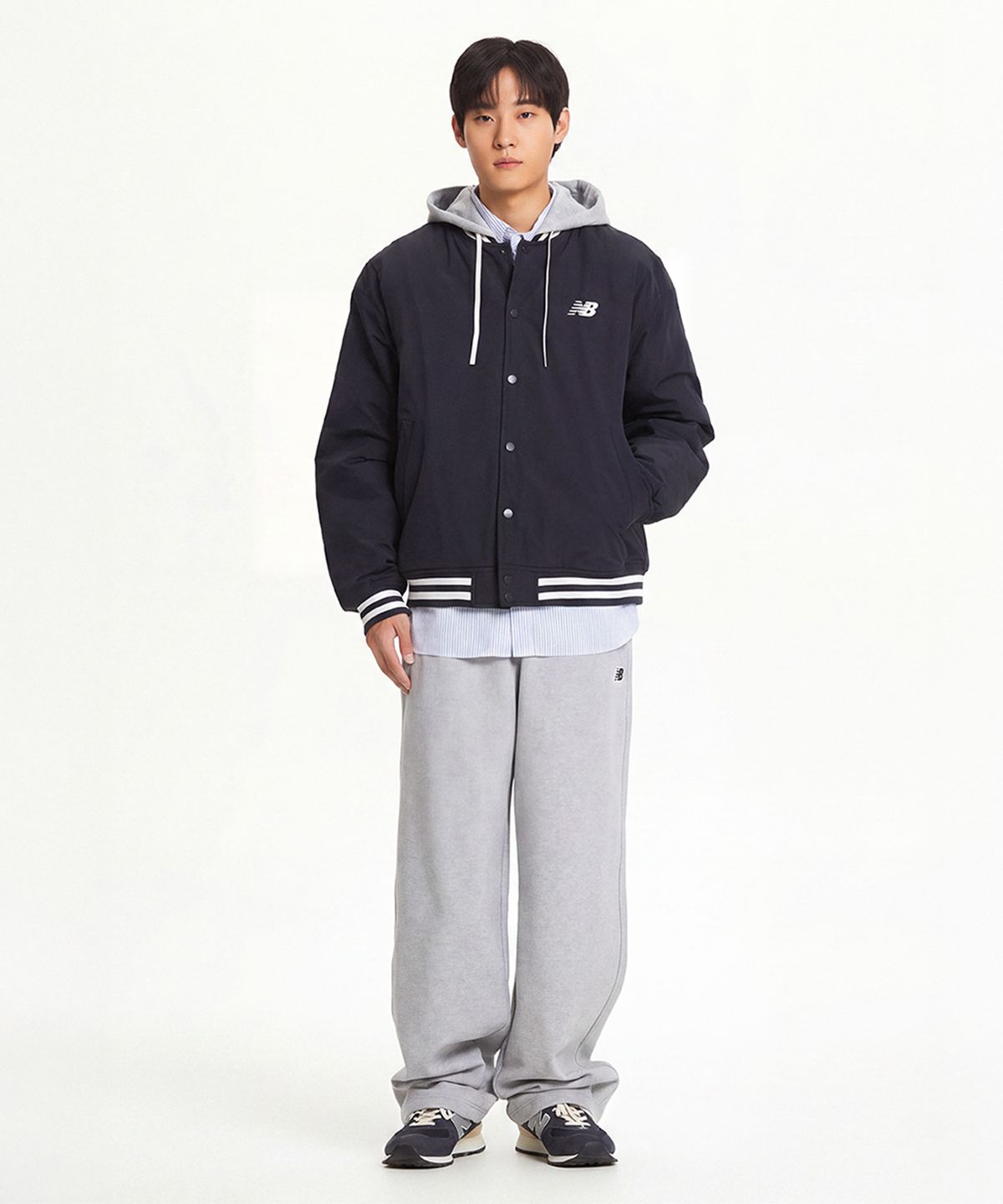 뉴발란스(NEW BALANCE) NBNQGCO113 / UNI NB 바시티 후디드 패딩 (NAVY)