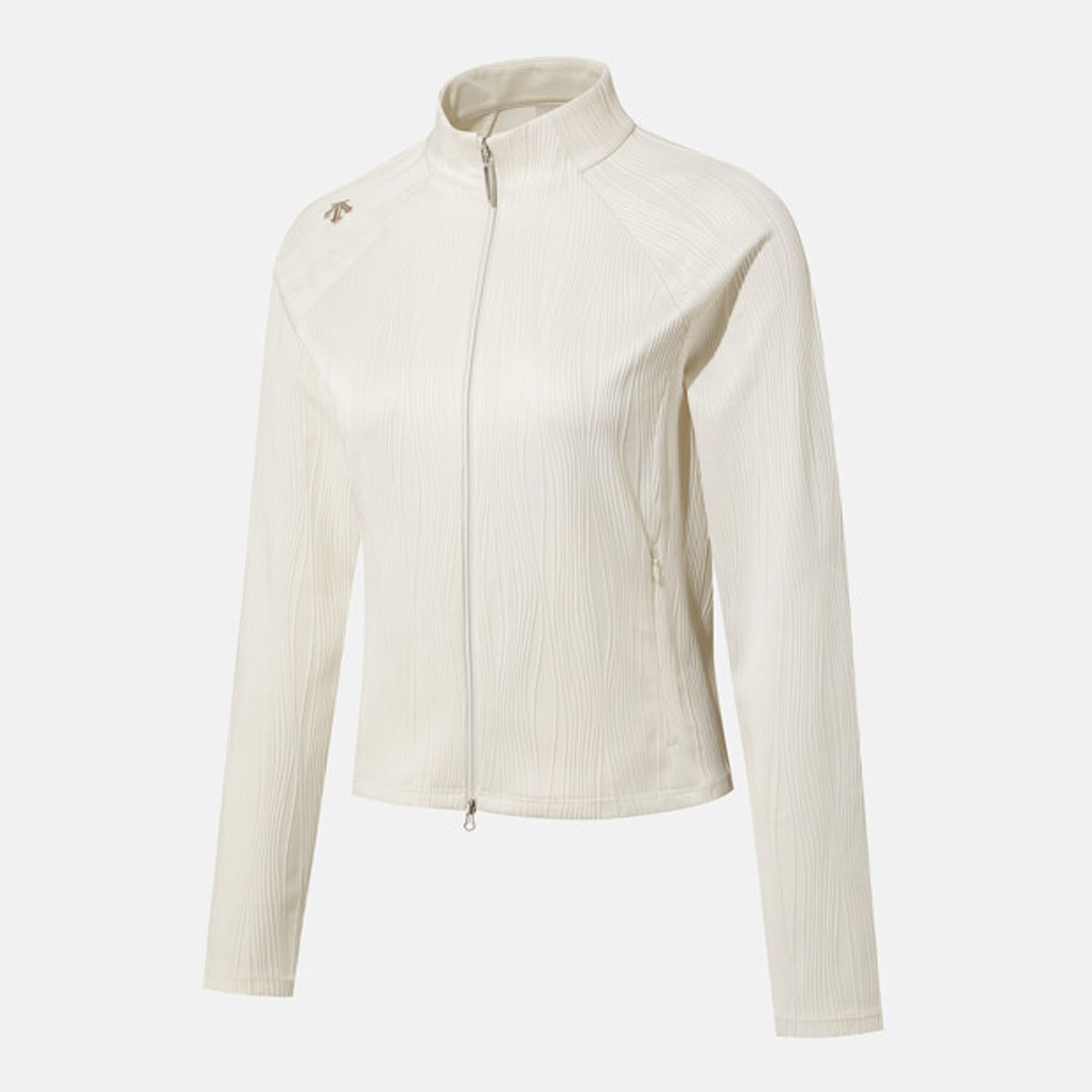 데상트(DESCENTE) 여성 골지 스탠드넥 슬림핏 트레이닝 자켓 아이보리 SR322PFT71