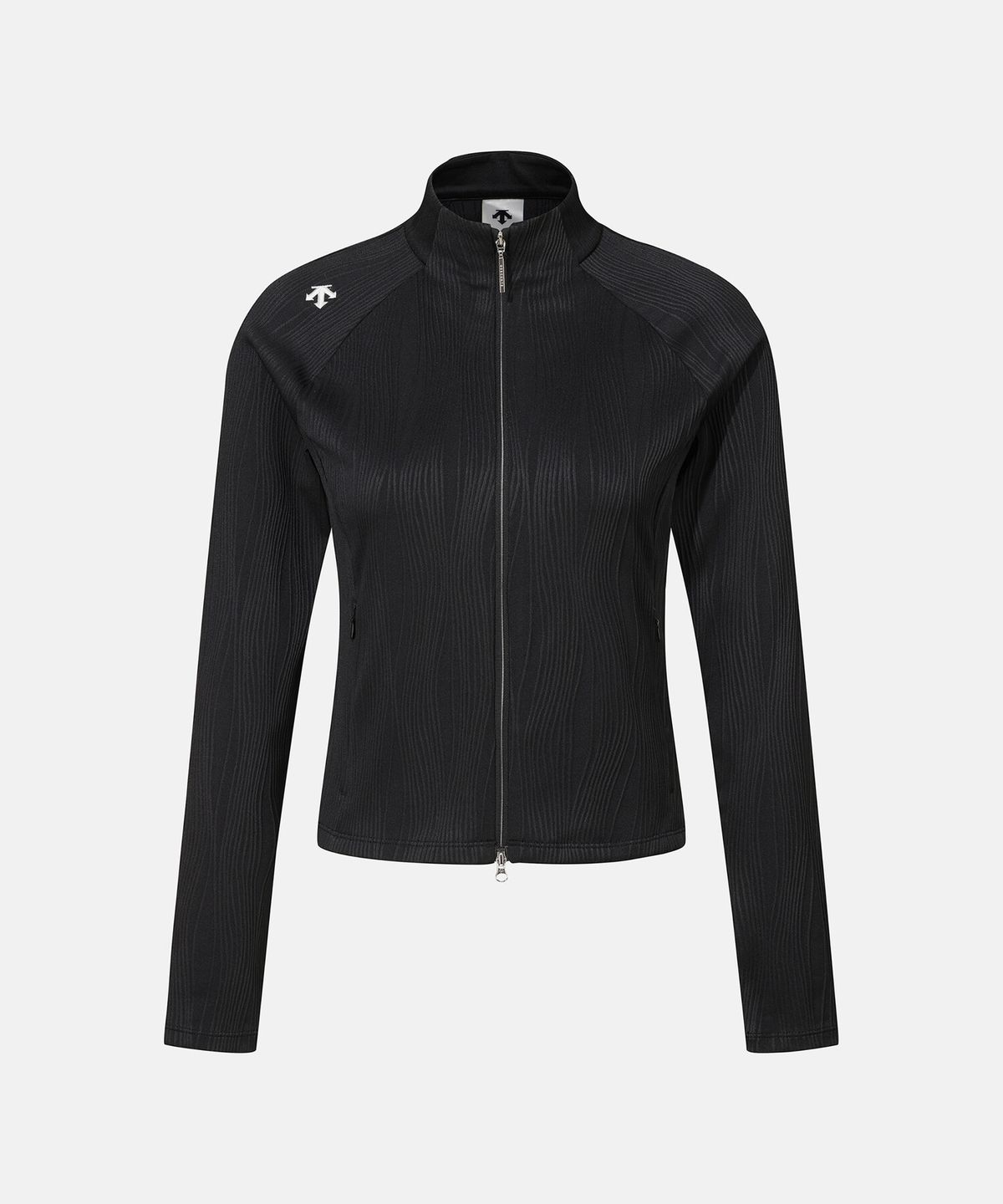 데상트(DESCENTE) 여성 골지 스탠드넥 슬림핏 트레이닝 자켓 블랙 SR322PFT71
