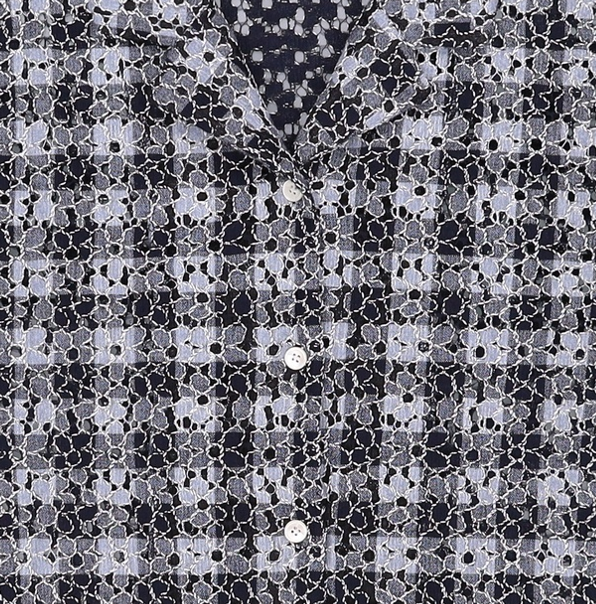 엽페(YUPPE) CHECK LACE SHIRT_BLUE FREE