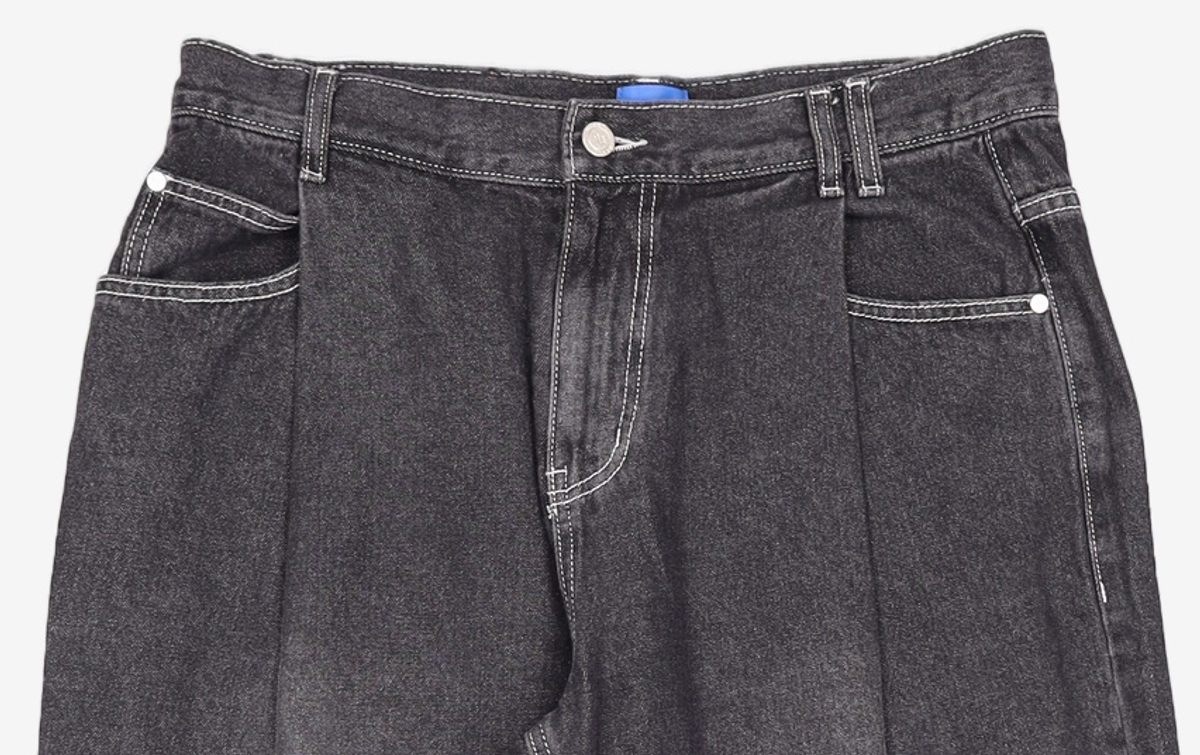 데케트(DECET) Deep Pleats Wide Jeans DCPT030Black 34