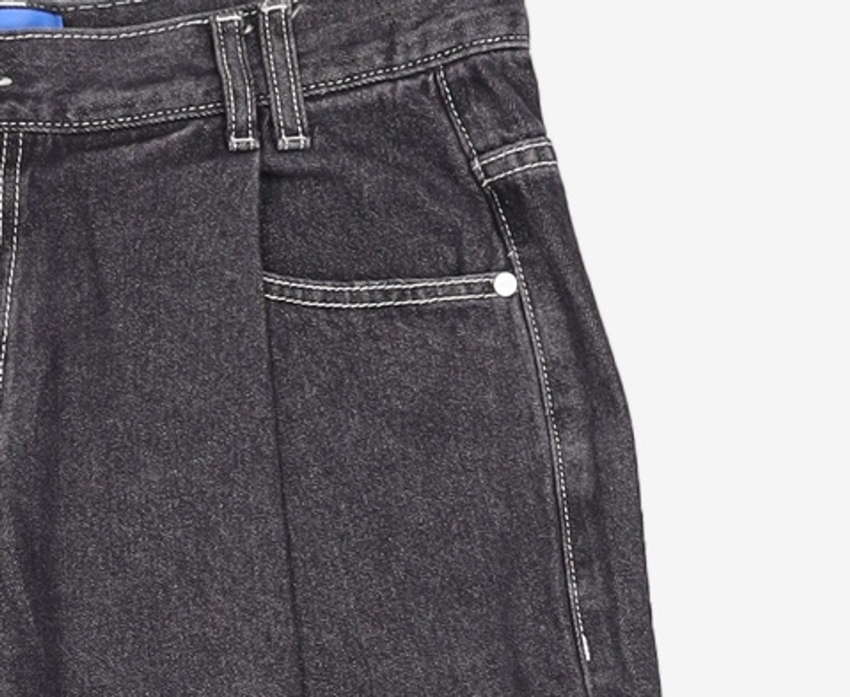 데케트(DECET) Deep Pleats Wide Jeans DCPT030Black 34