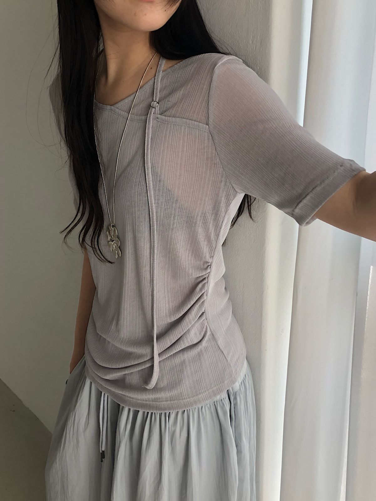 아포엠(APOEM) Strap Shirring Tee (3C)