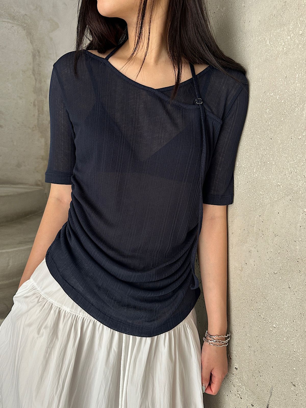 아포엠(APOEM) Strap Shirring Tee (3C)