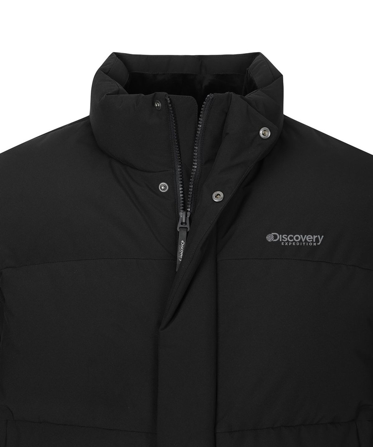 디스커버리 익스페디션(DISCOVERY EXPEDITION) 남성 레스터G 하이넥 구스다운 숏패딩 (BLACK)