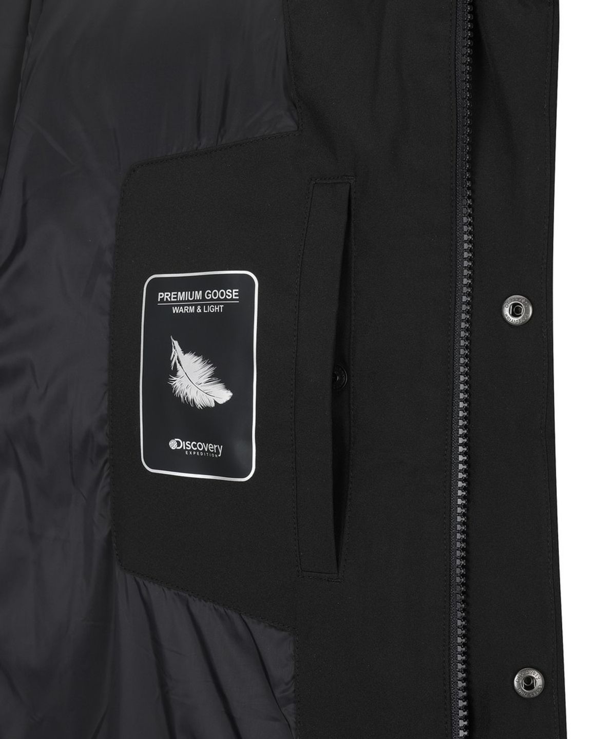 디스커버리 익스페디션(DISCOVERY EXPEDITION) 남성 레스터G 하이넥 구스다운 숏패딩 (BLACK)