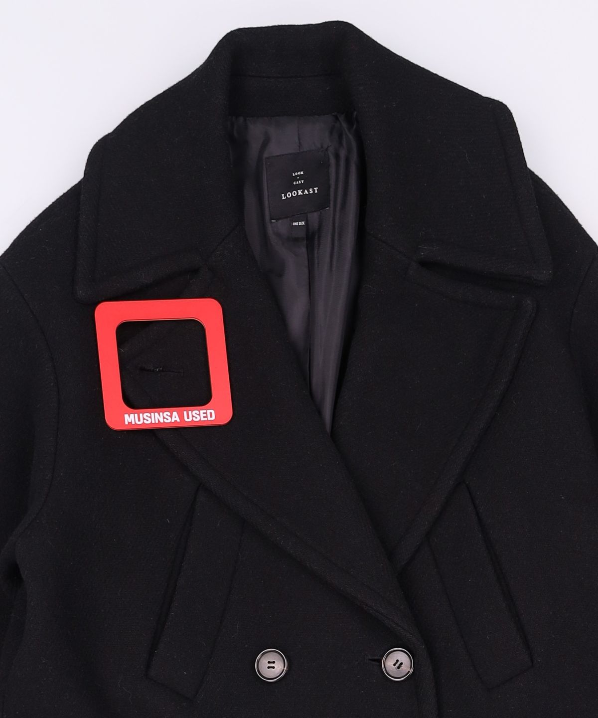 룩캐스트(LOOKAST) BLACK OVERSIZED POCKET COAT OS