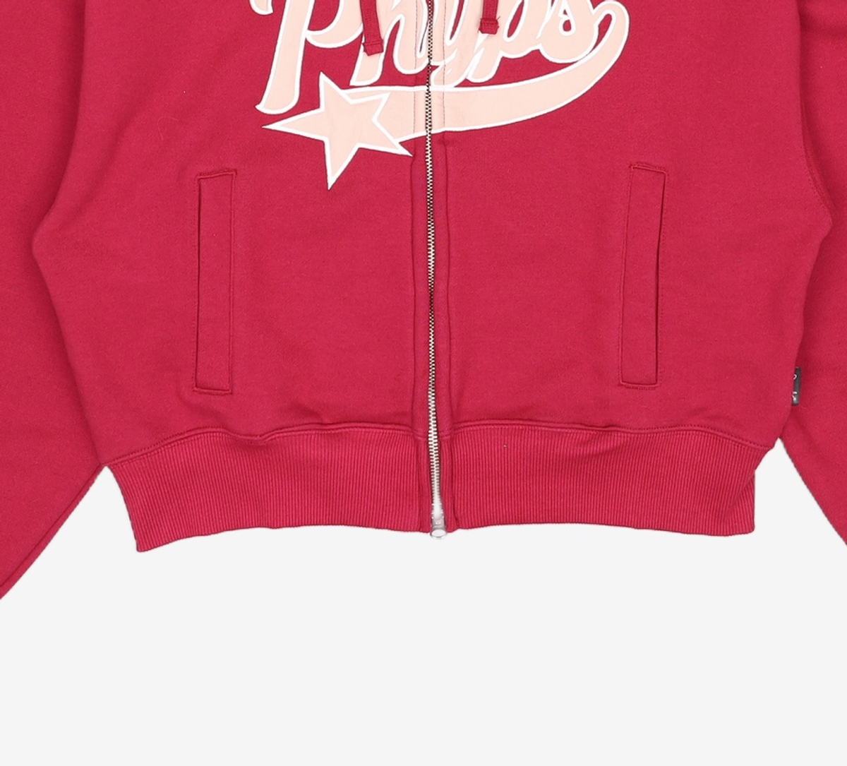 피지컬 디파트먼트(PHYSICAL DEPARTMENT) WOMENS CROP STAR TAIL HOODIE ZIP UP PINK RED M