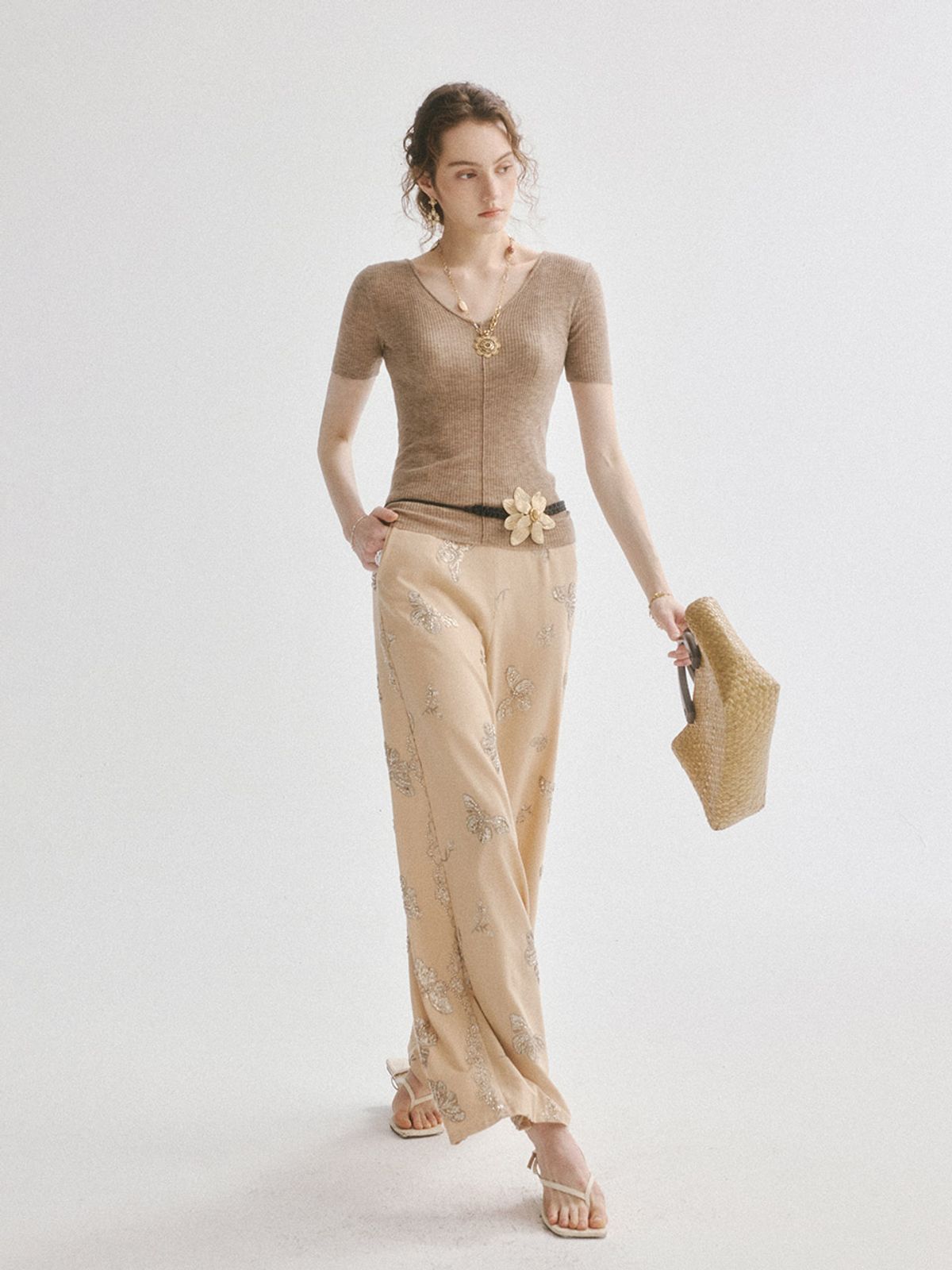 신스덴(SINCETHEN) 버터플라이 시퀸 팬츠