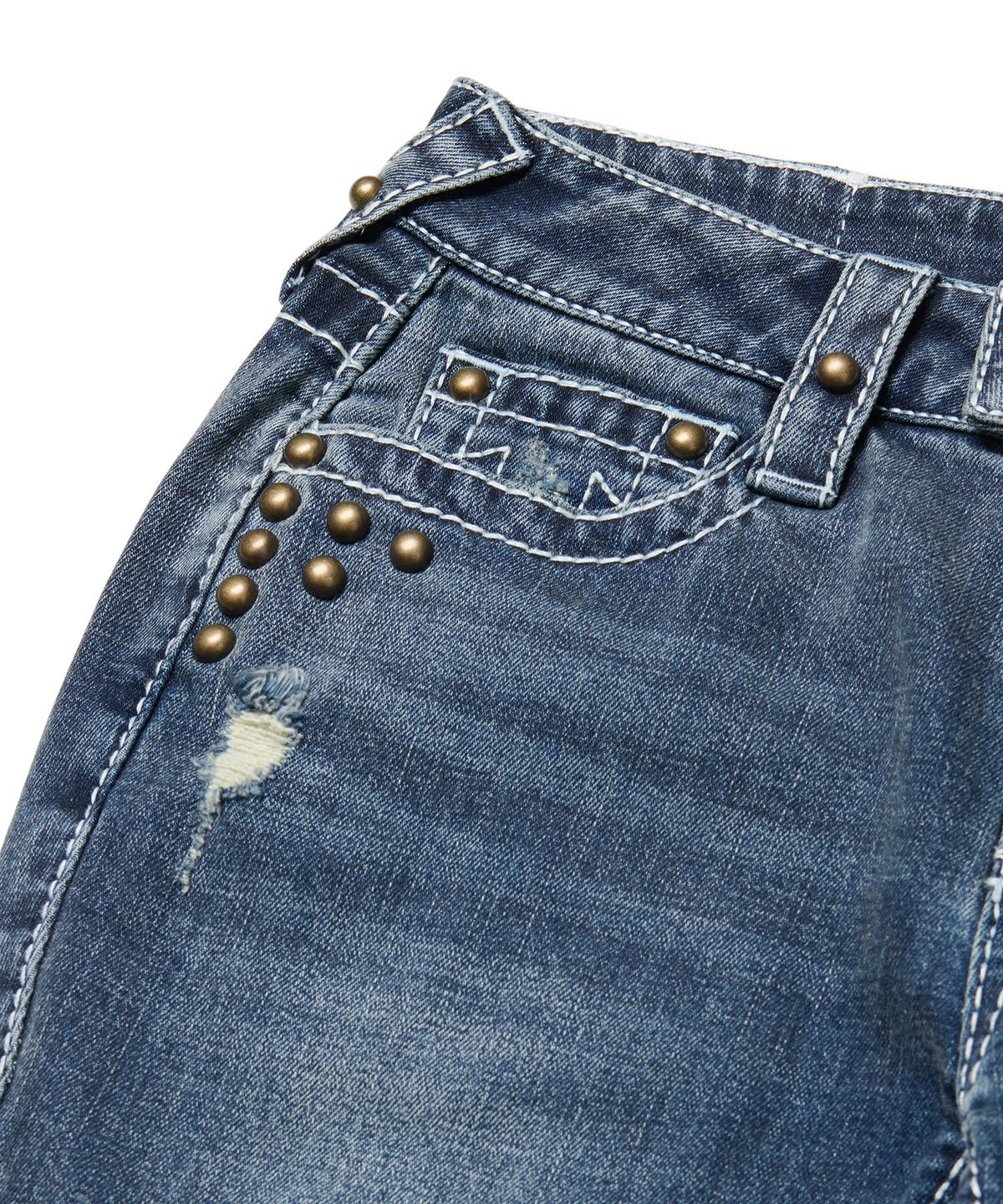 노매뉴얼(NOMANUAL) NO RELIGION BOOTCUT DENIM PANTS - WASHED INDIGO