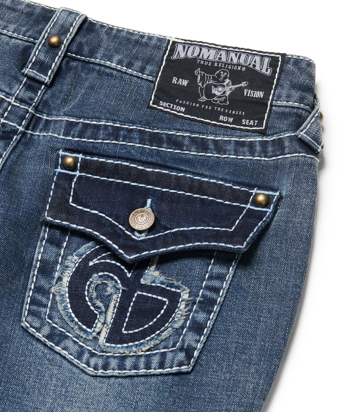 노매뉴얼(NOMANUAL) NO RELIGION BOOTCUT DENIM PANTS - WASHED INDIGO