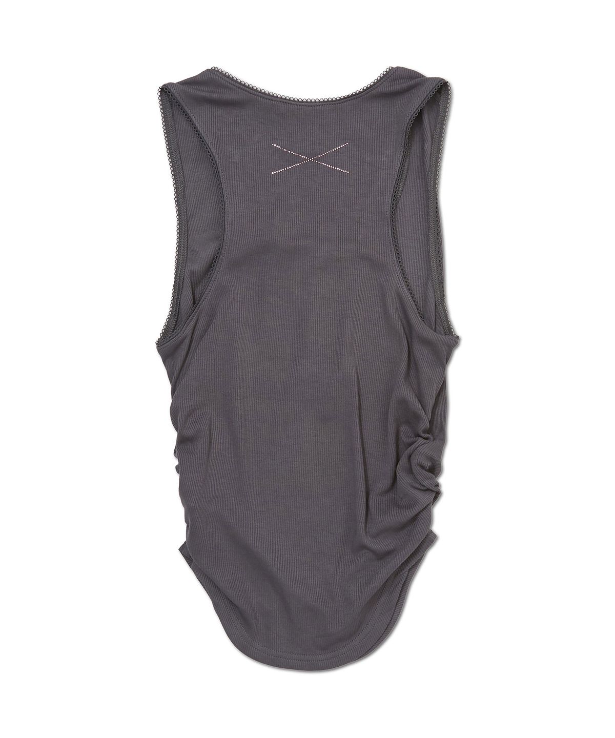 노매뉴얼(NOMANUAL) NO RELIGION SHIRRING SLEEVELESS TEE - CHARCOAL
