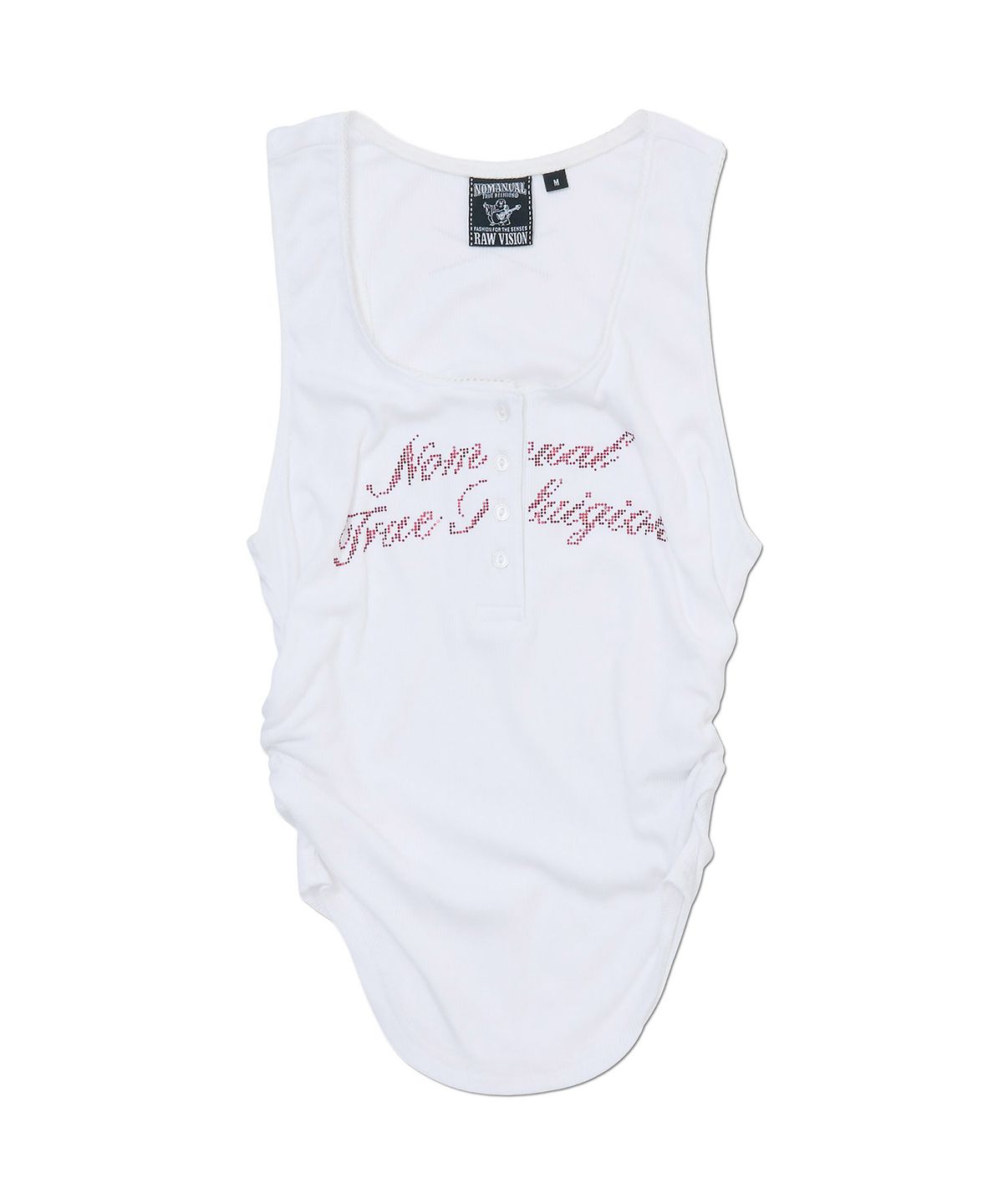 노매뉴얼(NOMANUAL) NO RELIGION SHIRRING SLEEVELESS TEE - WHITE