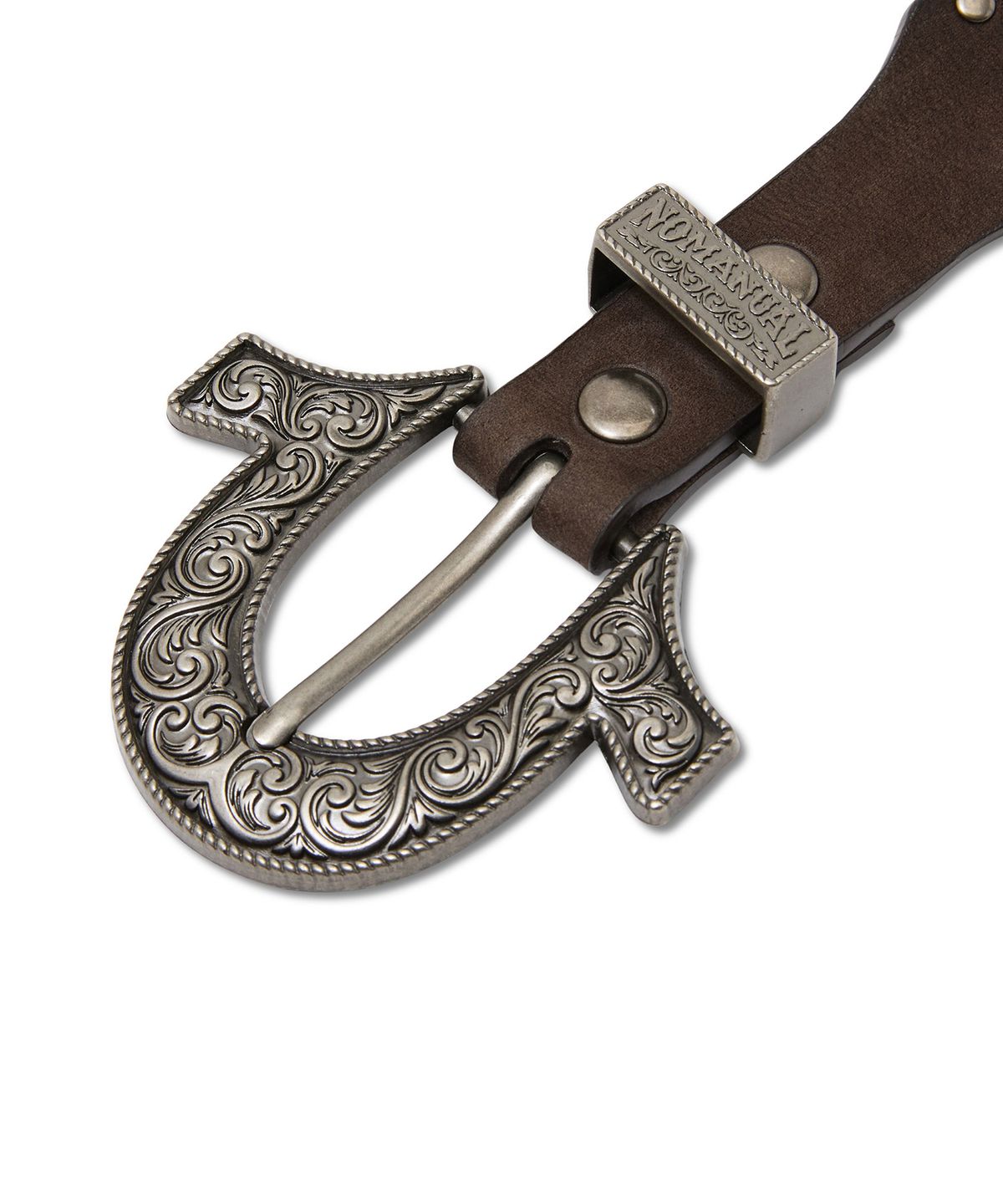노매뉴얼(NOMANUAL) NO RELIGION WESTERN BELT - BROWN