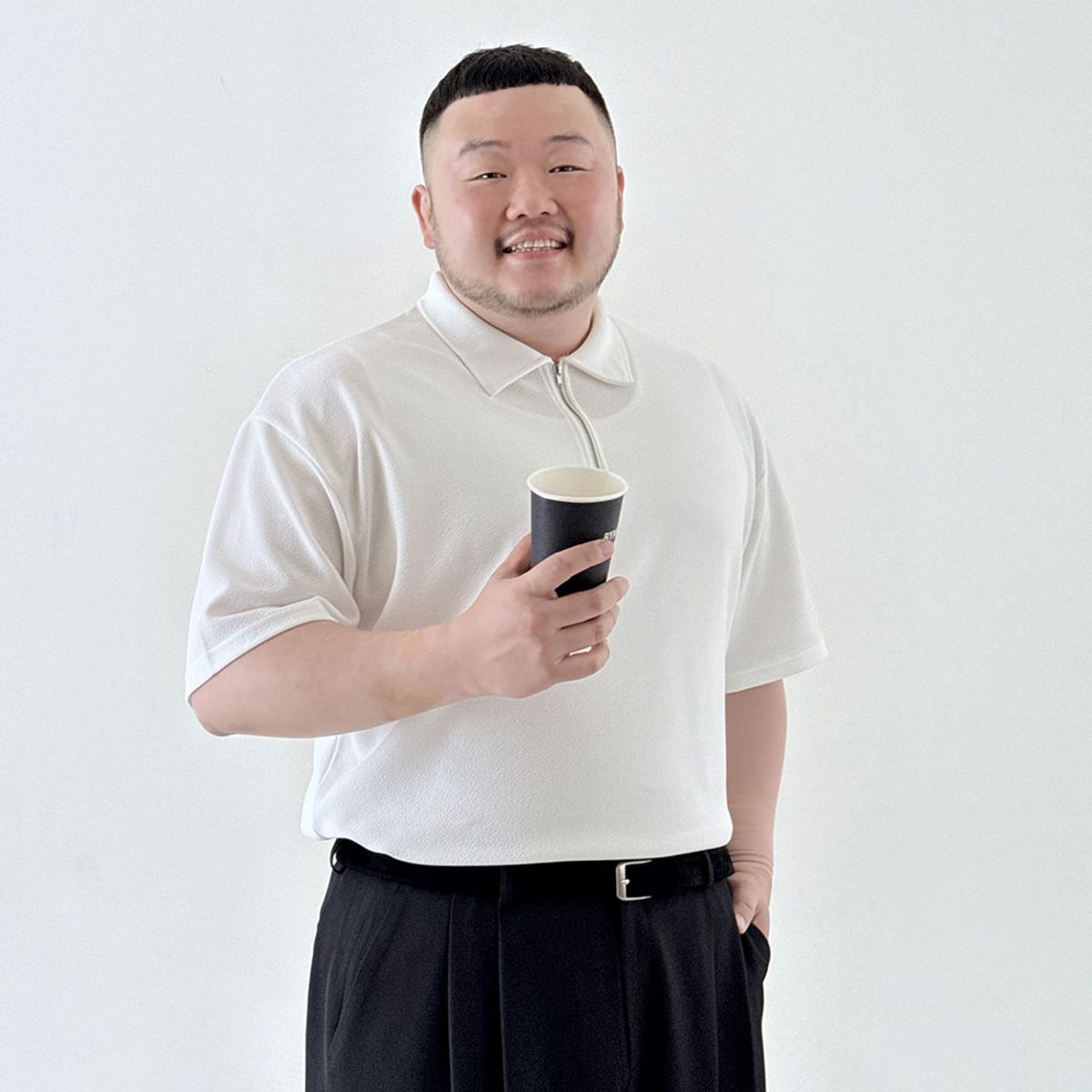바이모노(BYMONO) [빅사이즈 XL-6XL] 모노 시원한 지퍼 카라 반팔티