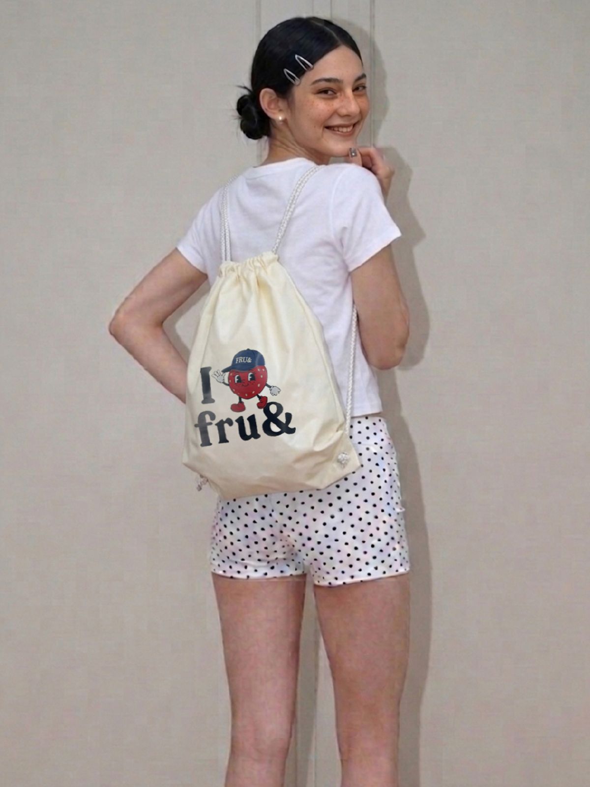 프루앤(FRUAND) FRU& I LOVE FRU STRING BAG_IVORY