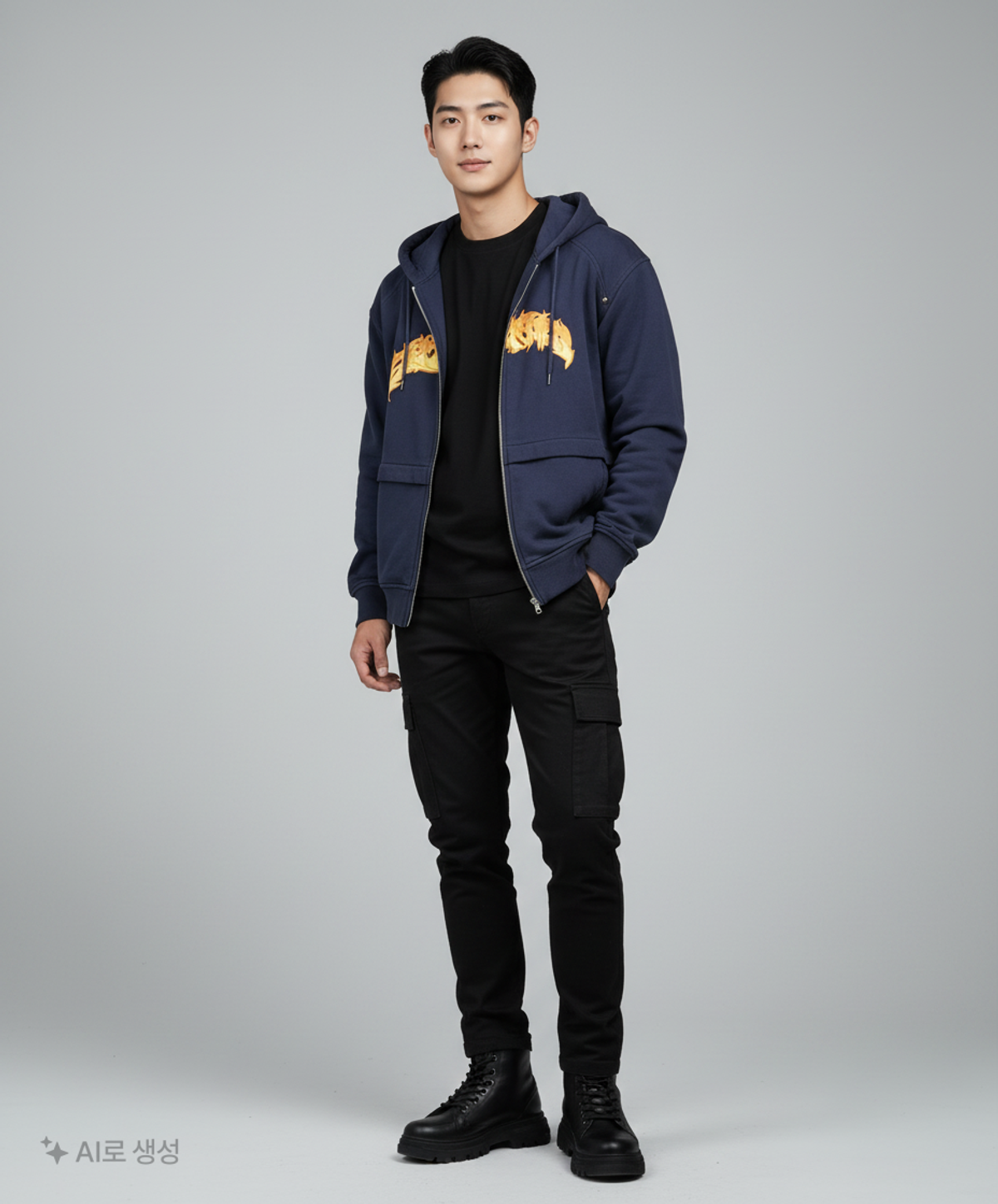 메아(MEA) ZIP OPEN HOODIE [NAVY] 1