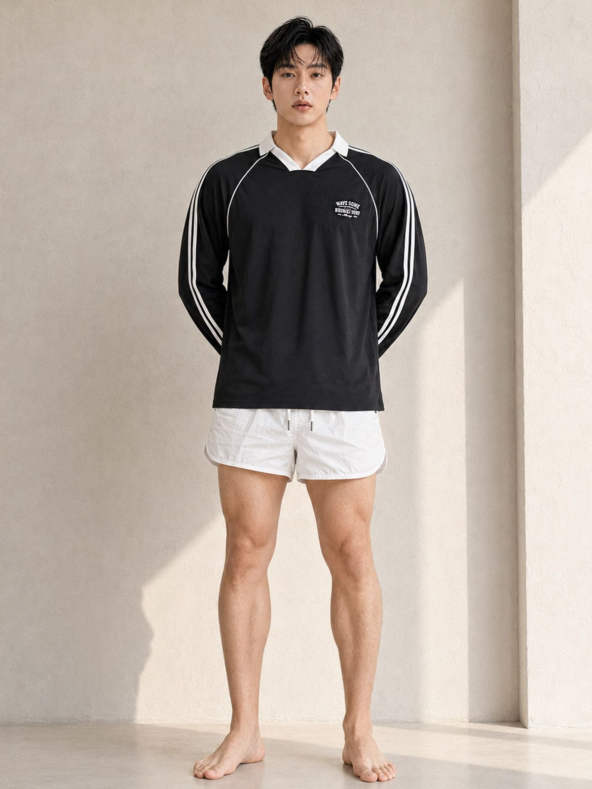 비키비키(BIKIBIKI) 남성용 샤크 카라넥 오버핏 래쉬가드