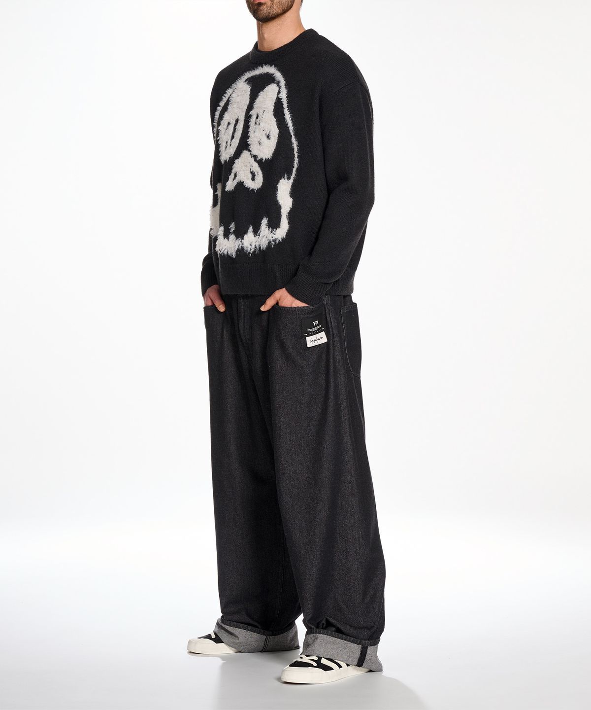 와이쓰리(Y-3) (M) 치토 GFX 니트 스웨트셔츠 블랙 GFX KNIT SWEAT BLACK