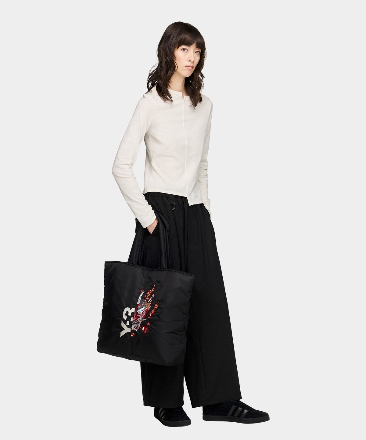 와이쓰리(Y-3) (W) W 피티드 롱 슬리브 티셔츠 화이트 W FTD LS TEE CHALK WHITE