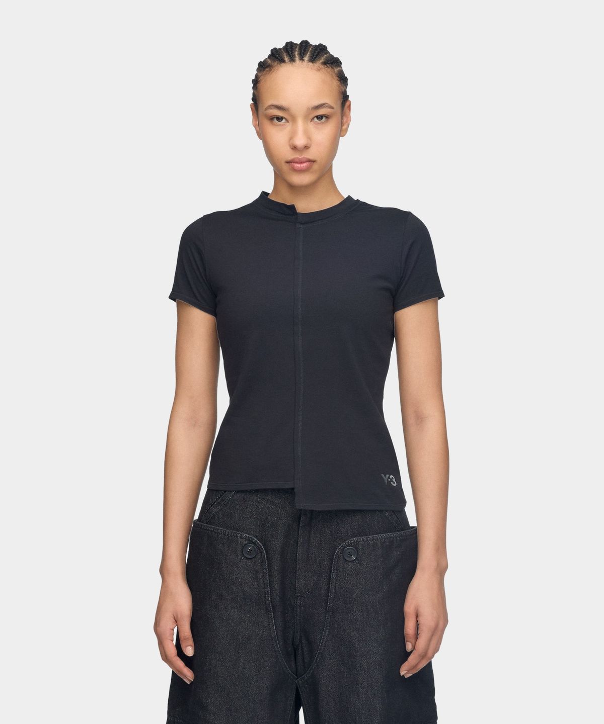 와이쓰리(Y-3) (W) 피티드 숏 슬리브 티셔츠 블랙 W FTD SS TEE BLACK