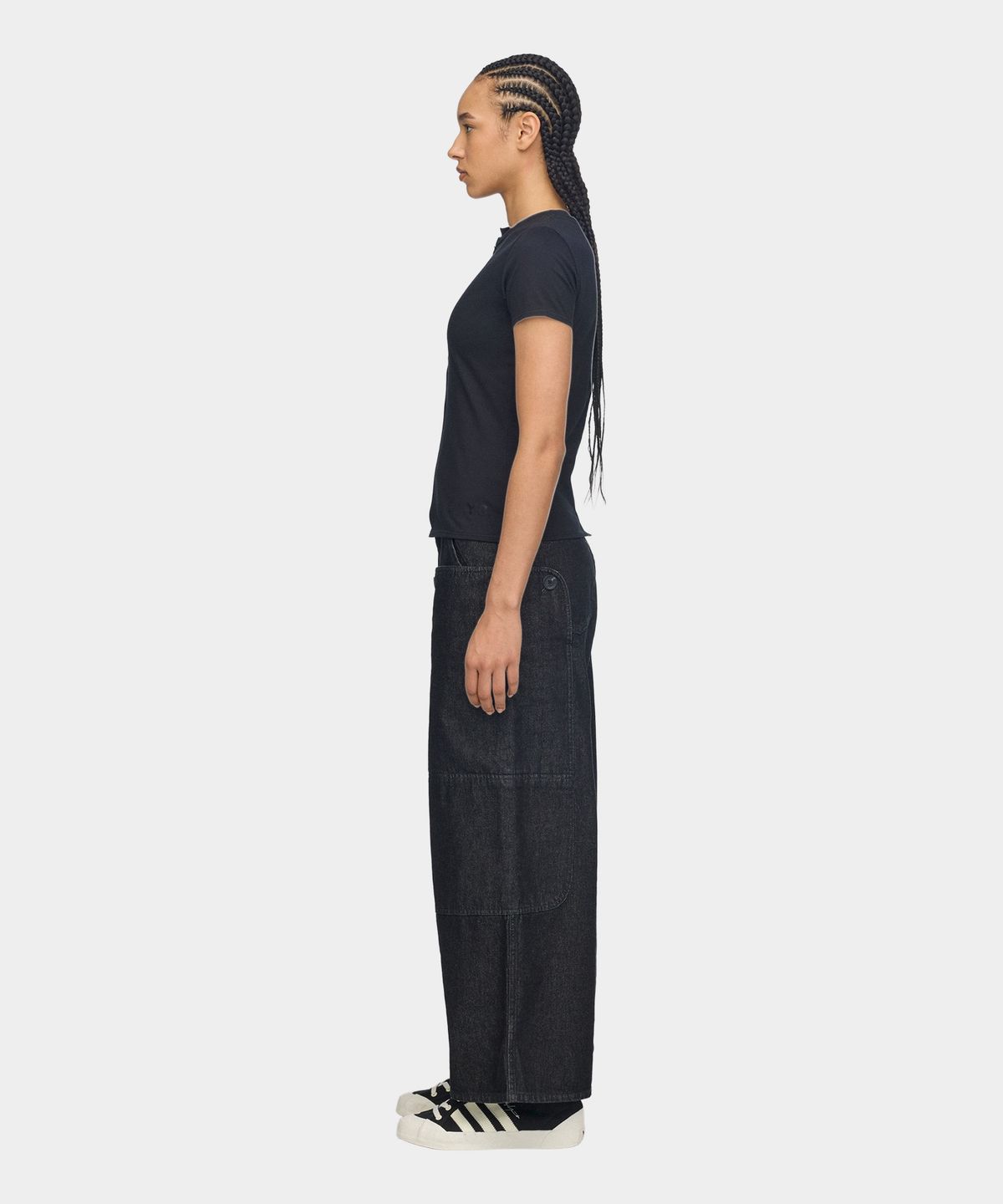 와이쓰리(Y-3) (W) 피티드 숏 슬리브 티셔츠 블랙 W FTD SS TEE BLACK