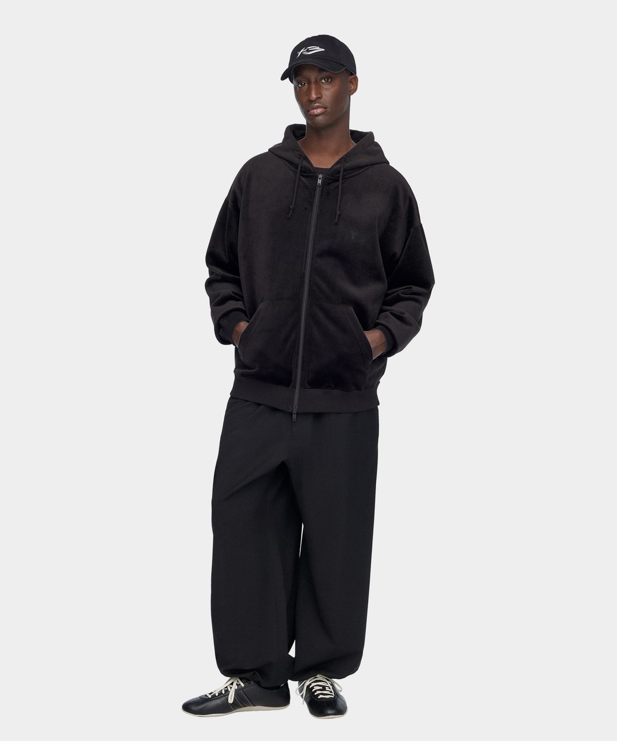 와이쓰리(Y-3) (U) 벨벳 집 후디 블랙 VELVET ZIP HD BLACK