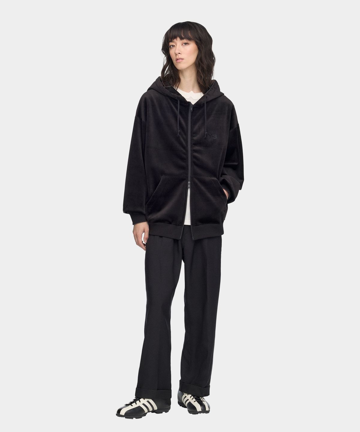 와이쓰리(Y-3) (U) 벨벳 집 후디 블랙 VELVET ZIP HD BLACK