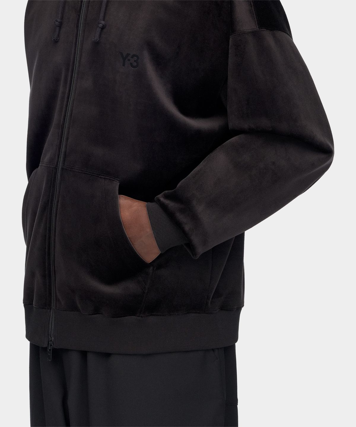 와이쓰리(Y-3) (U) 벨벳 집 후디 블랙 VELVET ZIP HD BLACK
